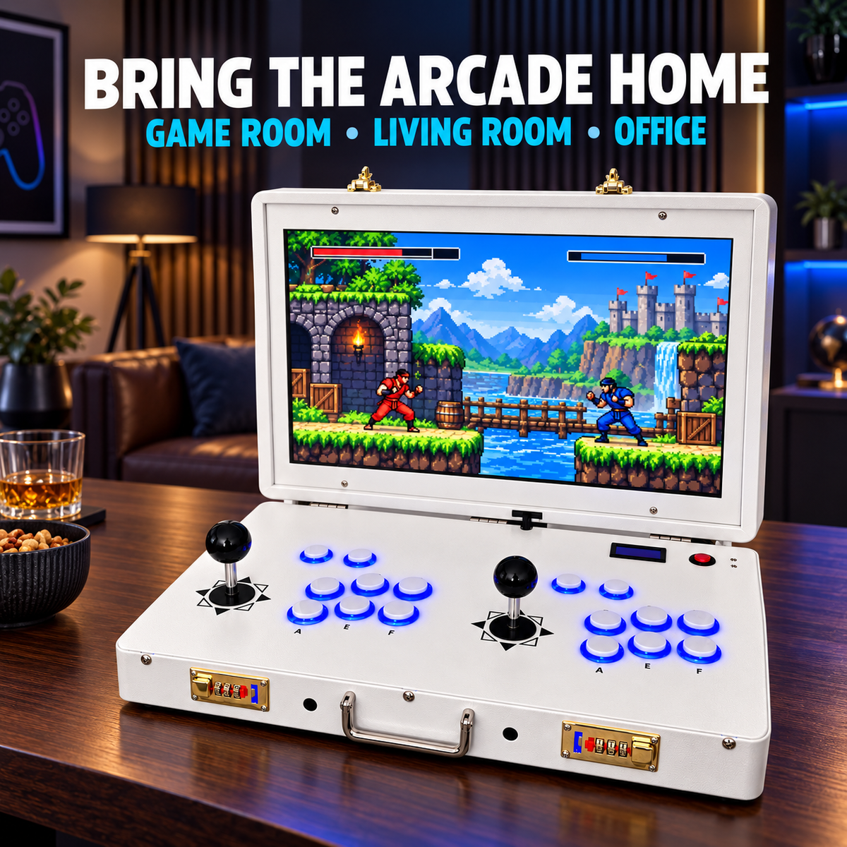 CherryQuest 20″ White Foldable 2-Player Arcade – 28,000 Games