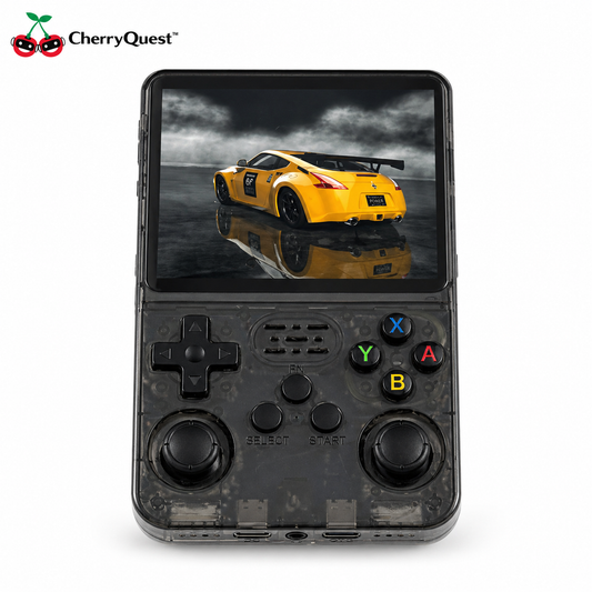 CherryQuest 4-inch black transparent handheld game console with dual joysticks