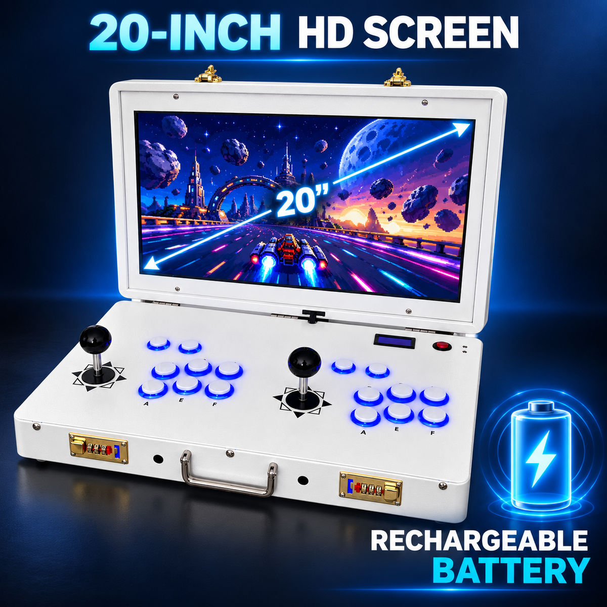 CherryQuest 20″ White Foldable 2-Player Arcade – 28,000 Games