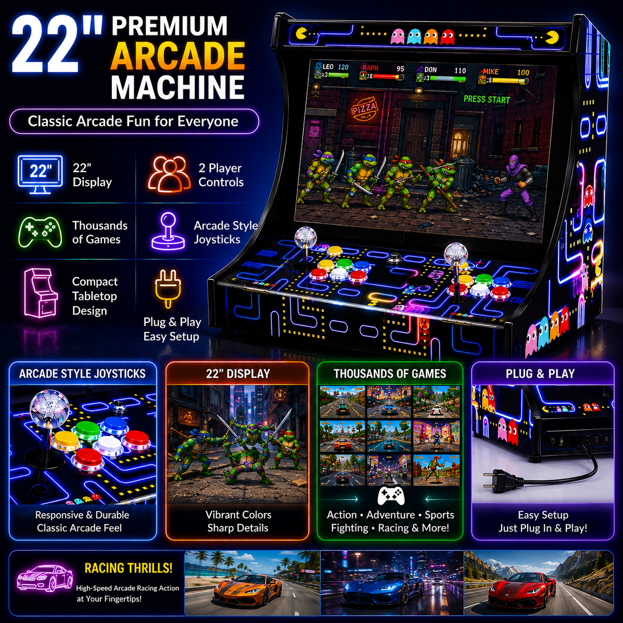 22 inch Tabletop Arcade Game Console with 20,000 preloaded games