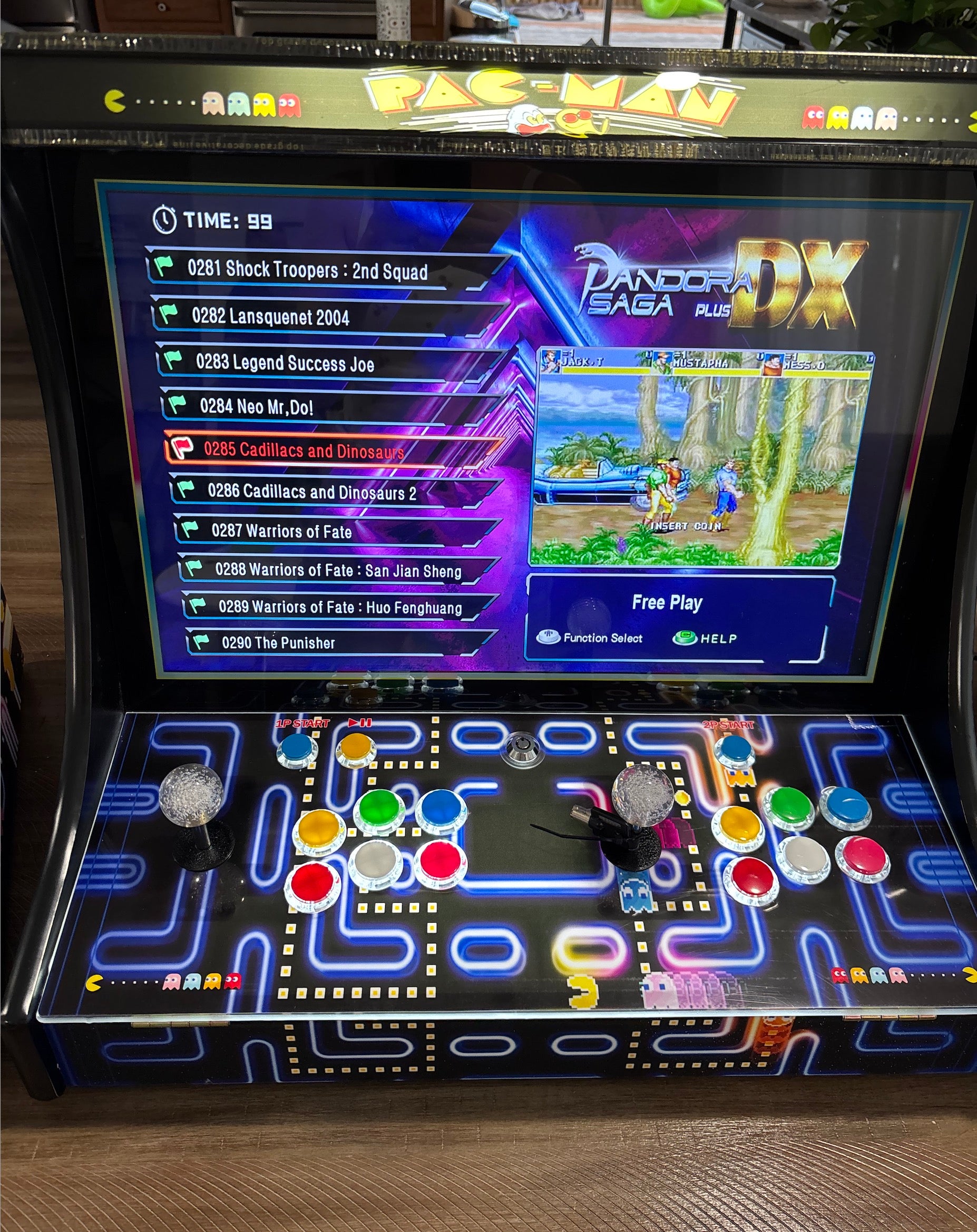 CherryQuest 22-inch tabletop arcade machine, straight-on view with game menu