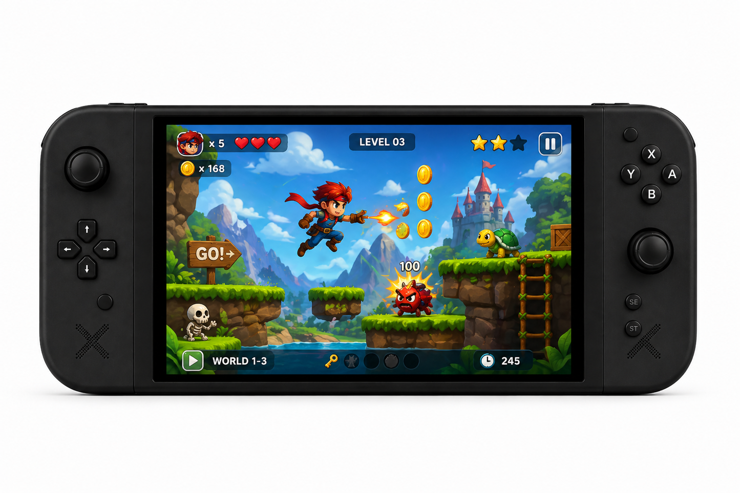 CherryQuest G90 Retro Handheld Game Console, 7 inch HD Screen, 20,000 Built-in Games, Portable Arcade System for Classic Arcade Fans